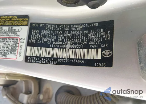 2006 Toyota Avalon Xls from USA, damaged, VIN 4T1BK36B86U086331